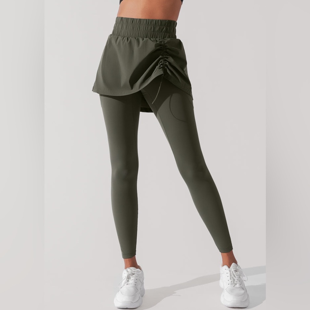 POPFLEX Dark Green Leggings with Skirt Accent